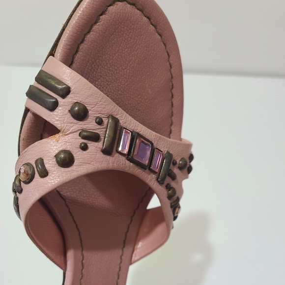 MIU MIU BLUSH PINK RHINESTONE HEELS..SIZE 38 - Picture 6 of 10